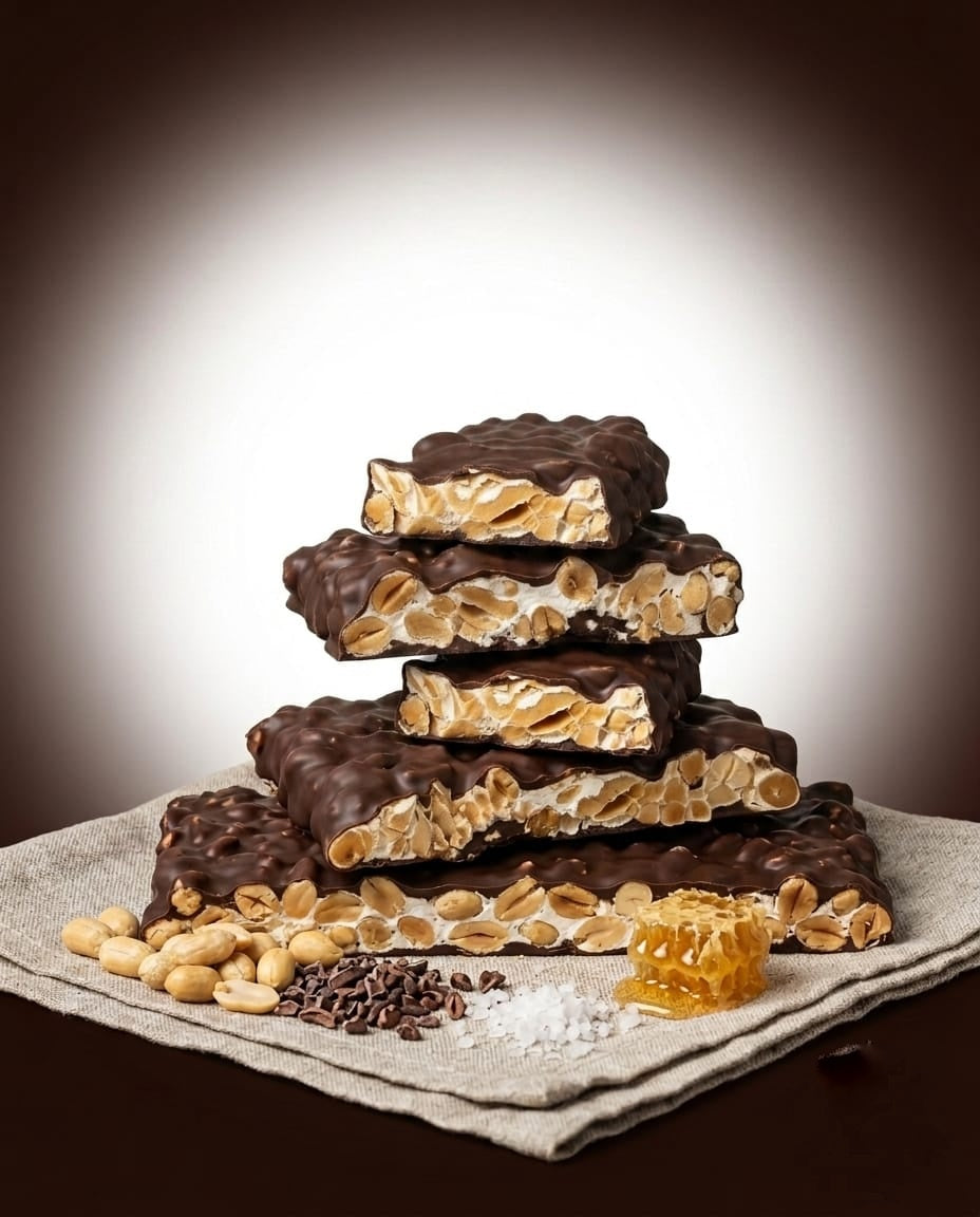 TURRÓN CACAHUETE CON SAL BAÑADO EN CHOCOLATE