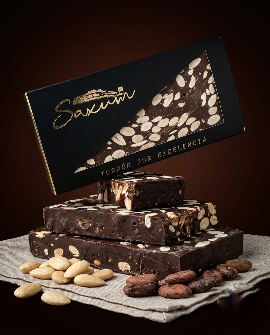 TURRÓN DE CHOCOLATE CON ALMENDRAS